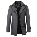 Men's wool-blend Winter Coat – Stand-Collar Button-Front Overcoat