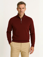 Men's Cotton Quarter-Zip Jumper – Ribbed Collar