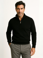 Men's Cotton Quarter-Zip Jumper – Ribbed Collar