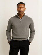 Men's Cotton Quarter-Zip Jumper – Ribbed Collar