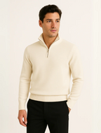 Men's Cotton Quarter-Zip Jumper – Ribbed Collar