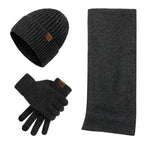 Men's Knitted Winter Accessory Set – Ribbed Beanie Scarf and Gloves