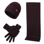 Men's Knitted Winter Accessory Set – Ribbed Beanie Scarf and Gloves