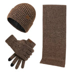Men's Knitted Winter Accessory Set – Ribbed Beanie Scarf and Gloves