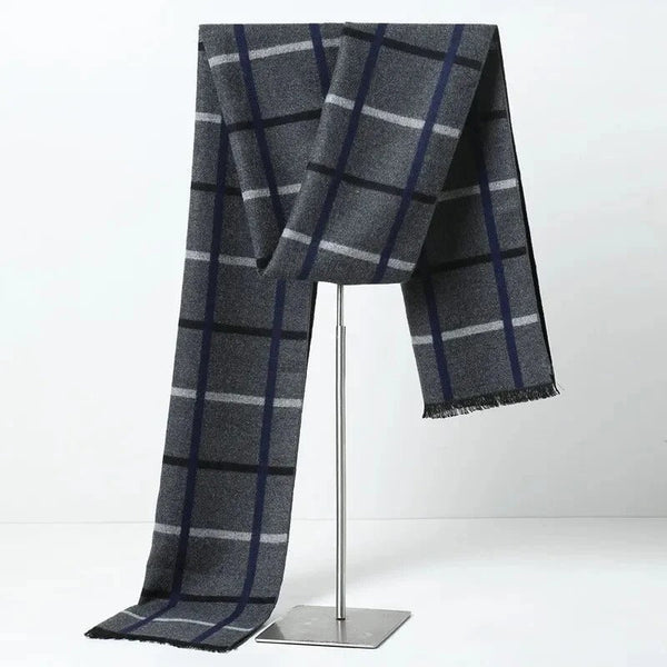 Men's Plaid Knitted Scarf – Soft Winter Neck Wrap
