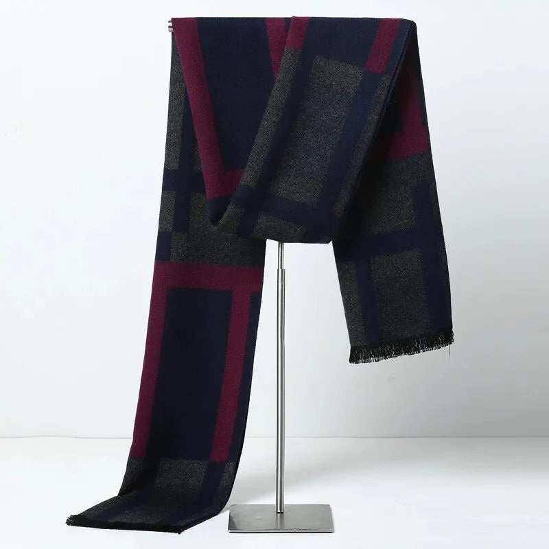 Men's Plaid Knitted Scarf – Soft Winter Neck Wrap