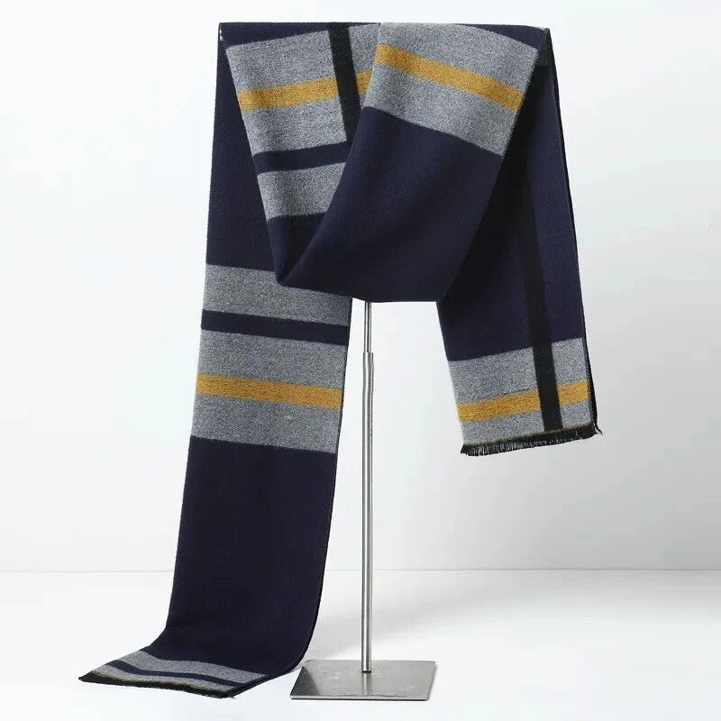 Men's Plaid Knitted Scarf – Soft Winter Neck Wrap