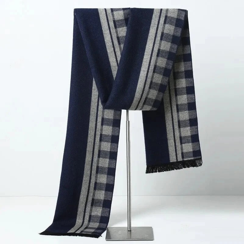 Men's Plaid Knitted Scarf – Soft Winter Neck Wrap