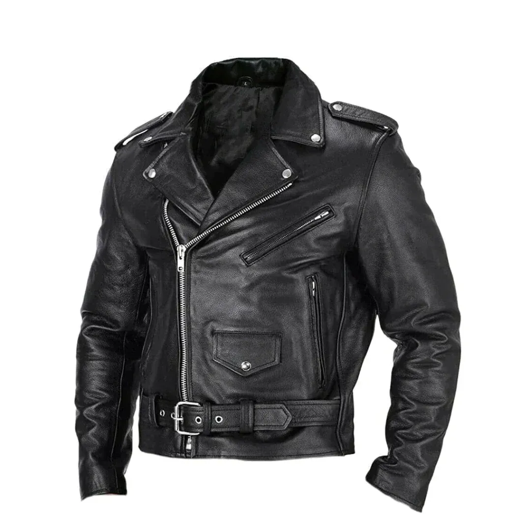 Men's leather-look Biker Jacket – Asymmetric Zip Motorcycle Jacket