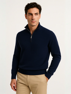 Men's Cotton Quarter-Zip Jumper – Ribbed Collar