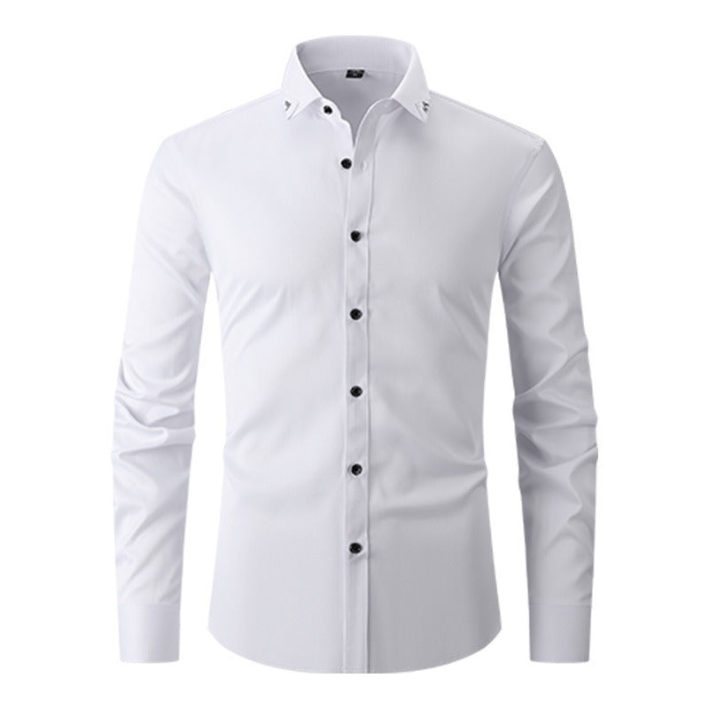 Men's Long-Sleeve Smart Shirt – Structured Collar Button-Up