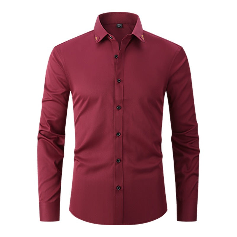 Men's Long-Sleeve Smart Shirt – Structured Collar Button-Up