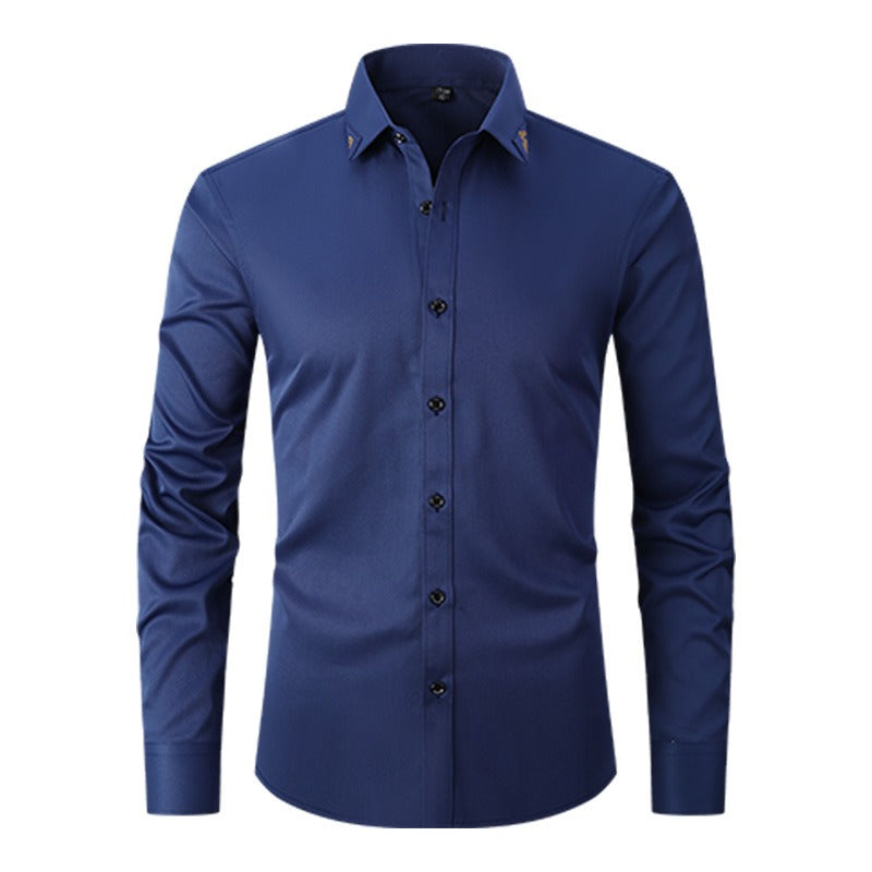 Men's Long-Sleeve Smart Shirt – Structured Collar Button-Up