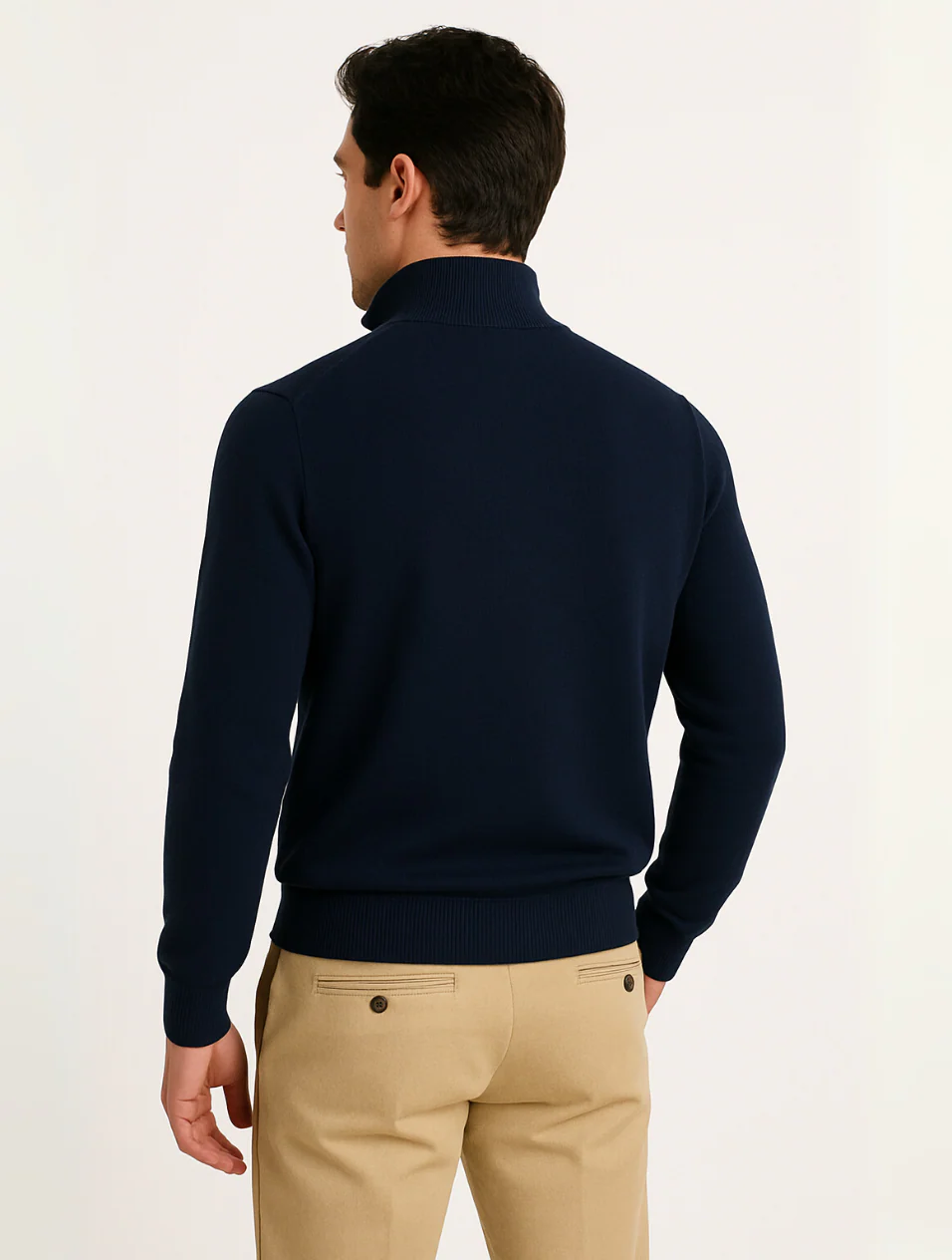 Men's Cotton Quarter-Zip Jumper – Ribbed Collar