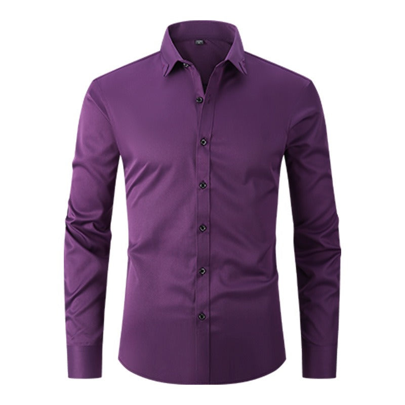 Men's Long-Sleeve Smart Shirt – Structured Collar Button-Up