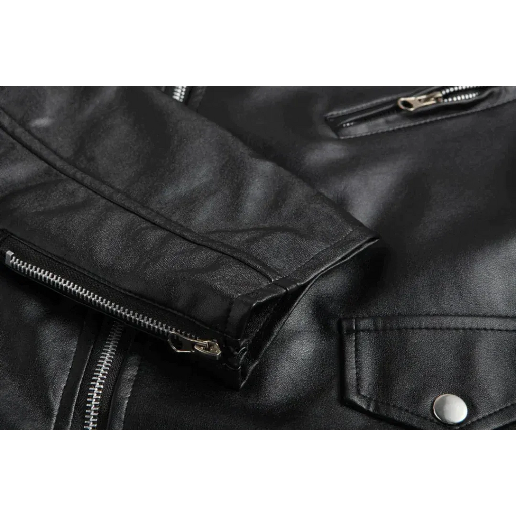 Men's leather-look Biker Jacket – Asymmetric Zip Motorcycle Jacket