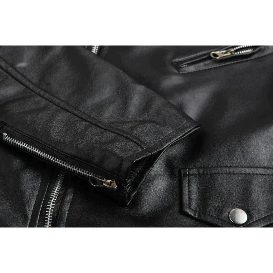 Men's leather-look Biker Jacket – Asymmetric Zip Motorcycle Jacket