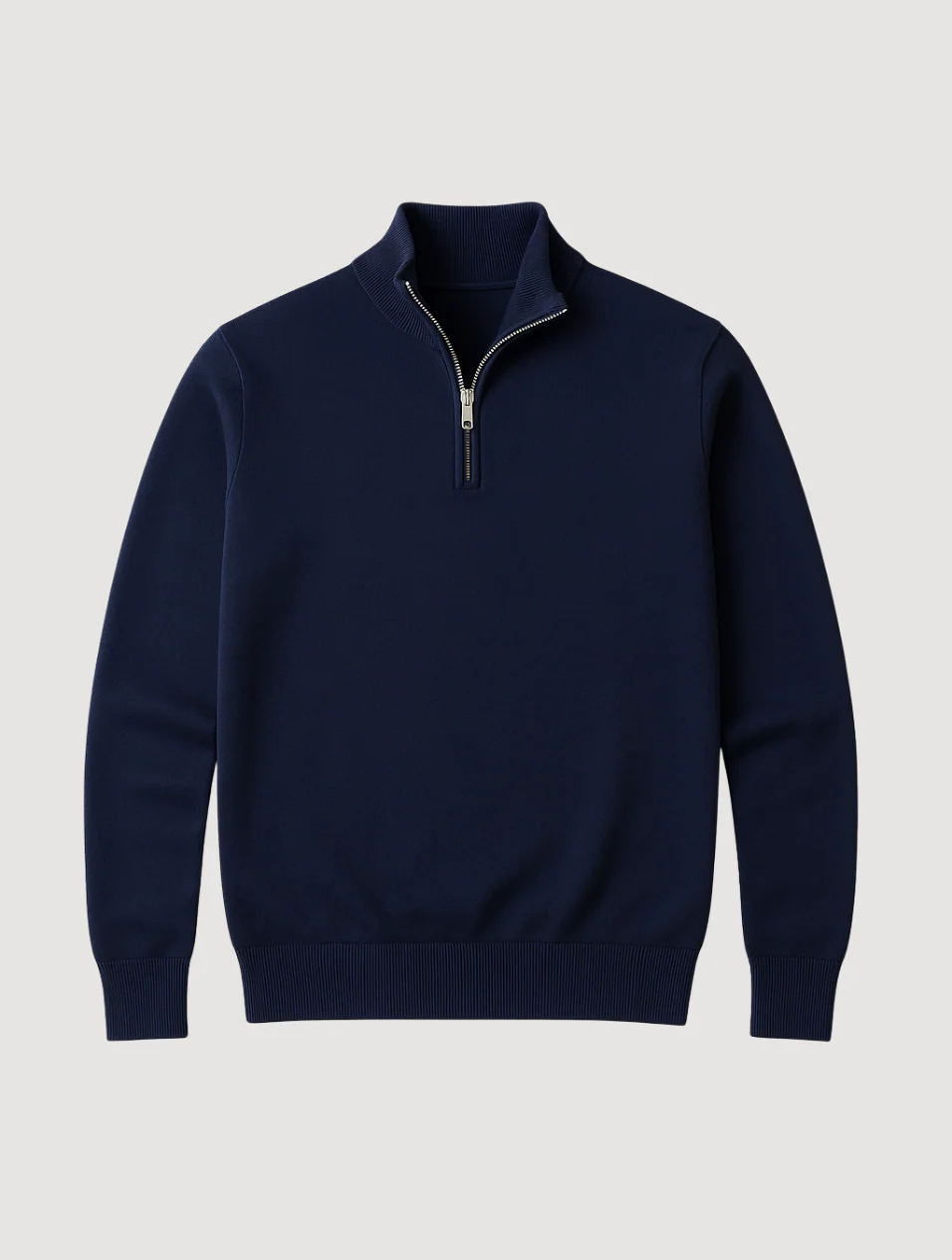 Men's Cotton Quarter-Zip Jumper – Ribbed Collar
