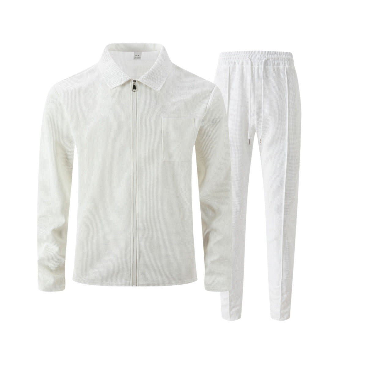 Men's Textured Two-Piece Zip Jacket and Trouser Set
