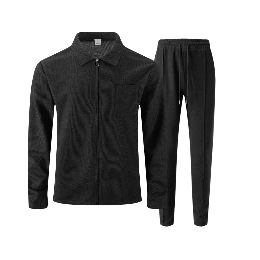 Men's Textured Two-Piece Zip Jacket and Trouser Set