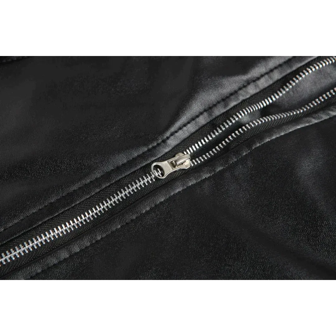 Men's leather-look Biker Jacket – Asymmetric Zip Motorcycle Jacket