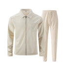 Men's Textured Two-Piece Zip Jacket and Trouser Set