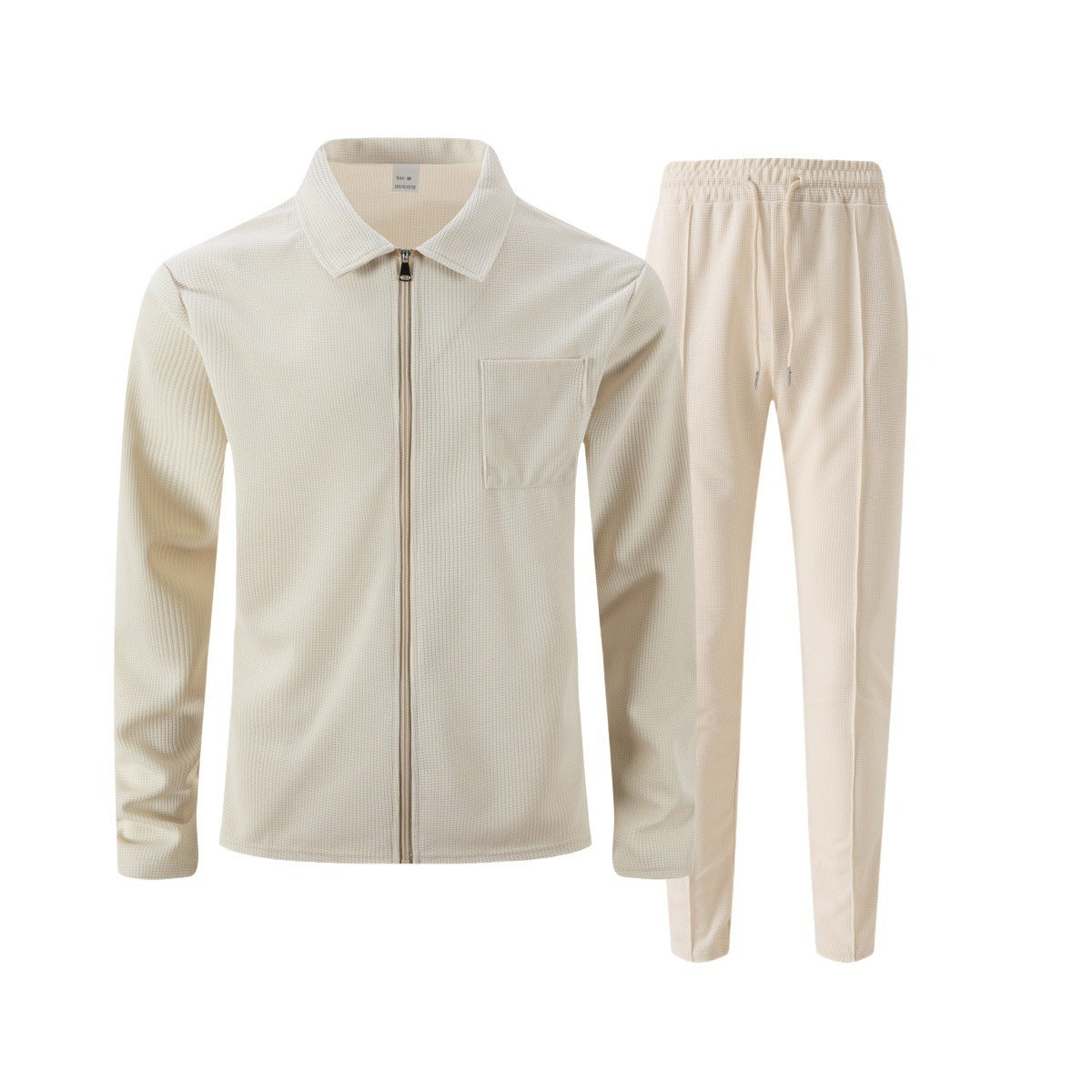 Men's Textured Two-Piece Zip Jacket and Trouser Set