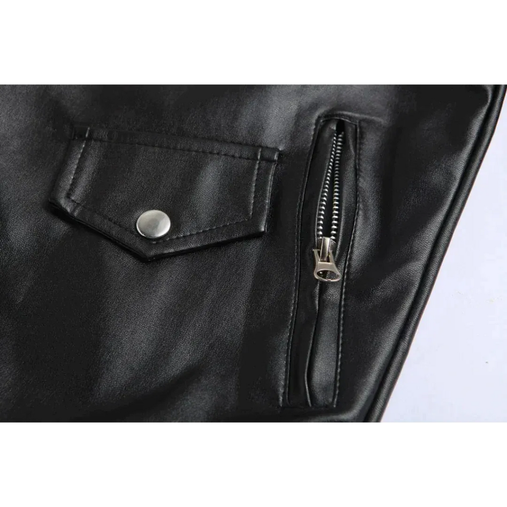 Men's leather-look Biker Jacket – Asymmetric Zip Motorcycle Jacket