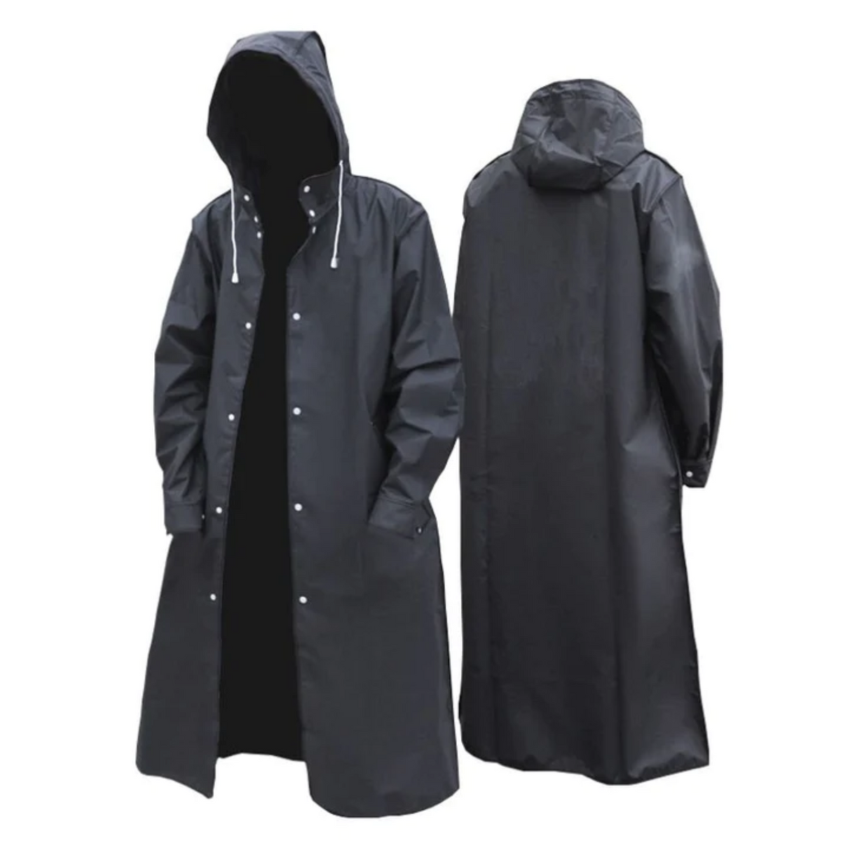 Men's Long Hooded Raincoat – Waterproof Lightweight Shell