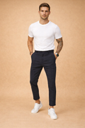 Men's Slim-Fit Tailored Trousers – Sharp-Crease Straight-Leg Style