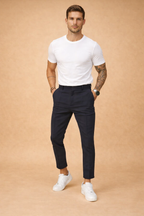 Men's Slim-Fit Tailored Trousers – Sharp-Crease Straight-Leg Style