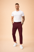 Men's Slim-Fit Tailored Trousers – Sharp-Crease Straight-Leg Style