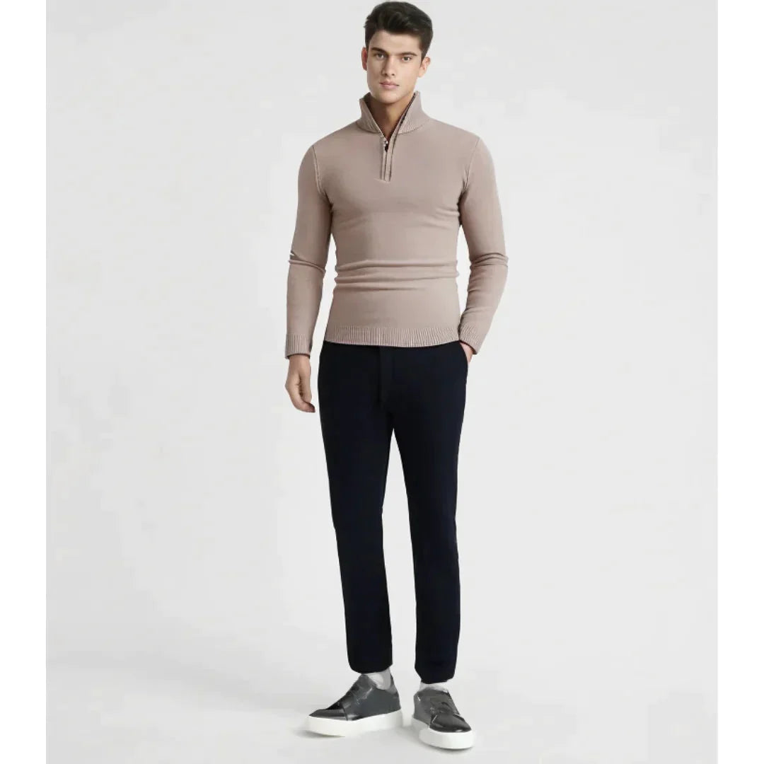 Men's Slim-Fit Ribbed Quarter-Zip Jumper