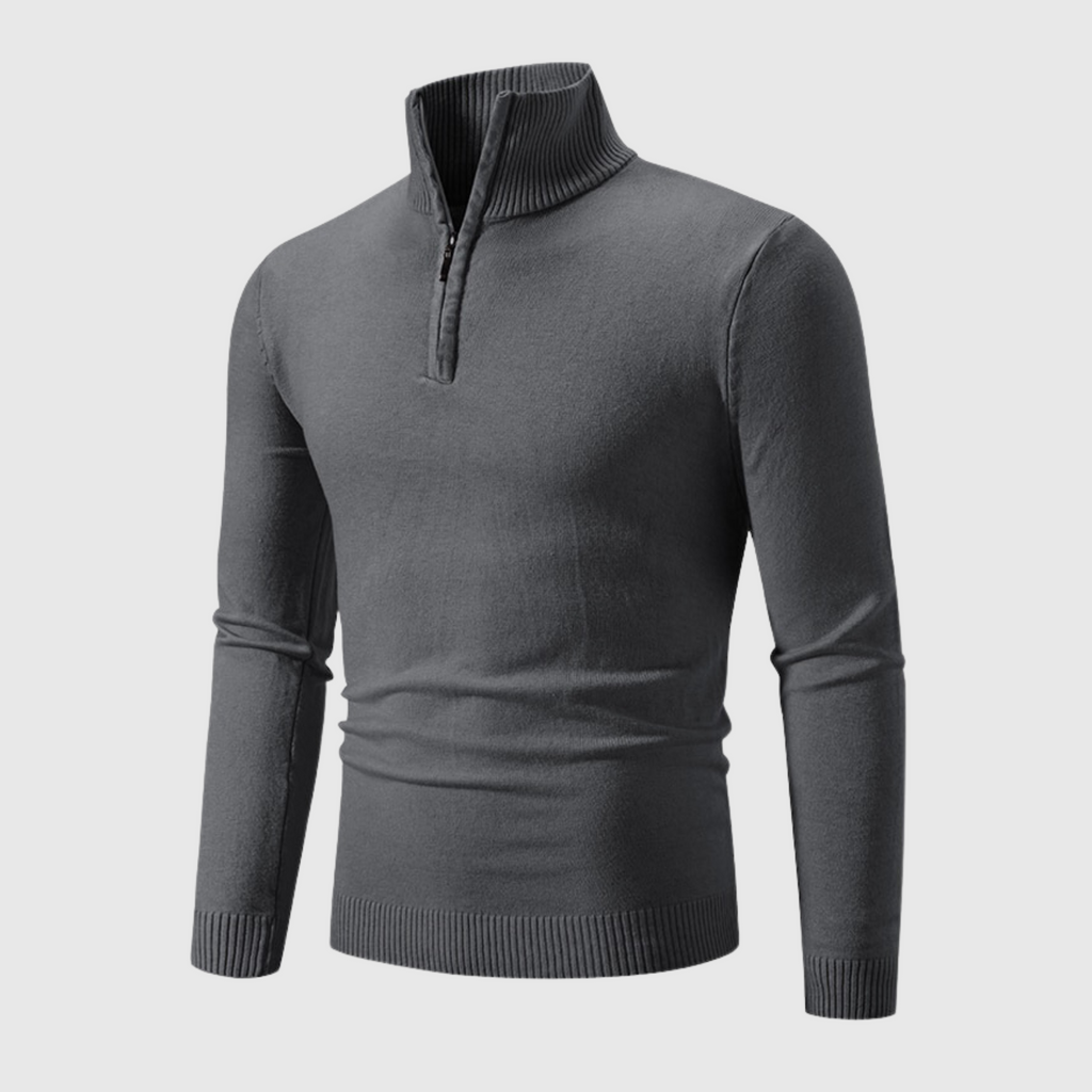 Men's Slim-Fit Ribbed Quarter-Zip Jumper