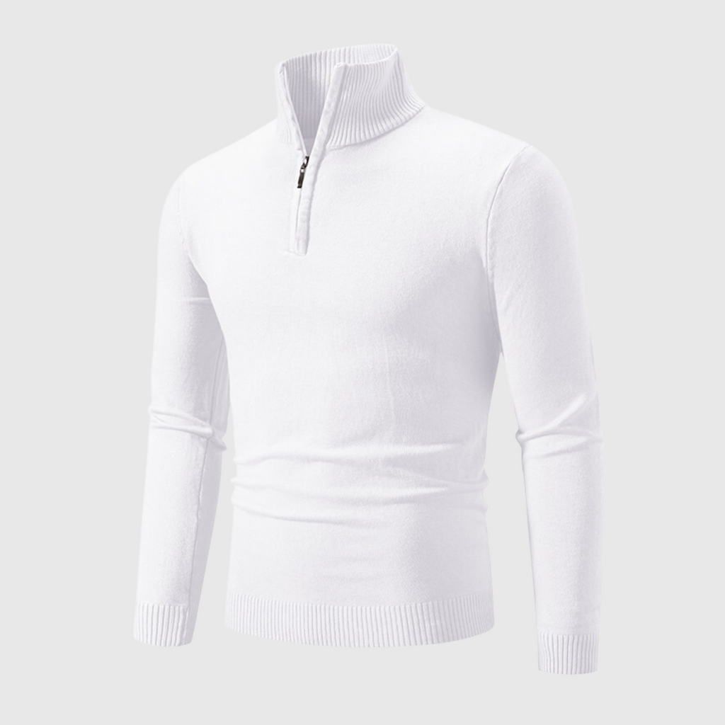 Men's Slim-Fit Ribbed Quarter-Zip Jumper