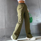Women's Wide-leg Cargo Trousers – Black