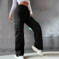 Women's Wide-leg Cargo Trousers – Black