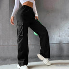 Women's Wide-leg Cargo Trousers – Black