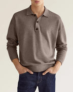 Men's Button-neck Polo Shirt with long sleeves and button fastening