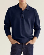 Men's Button-neck Polo Shirt with long sleeves and button fastening