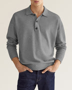 Men's Button-neck Polo Shirt with long sleeves and button fastening