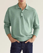 Men's Button-neck Polo Shirt with long sleeves and button fastening