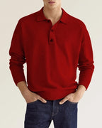 Men's Button-neck Polo Shirt with long sleeves and button fastening