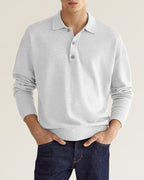 Men's Button-neck Polo Shirt with long sleeves and button fastening