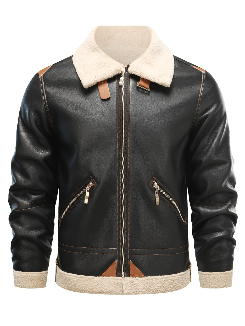 Men's Faux Leather Shearling-Style Jacket