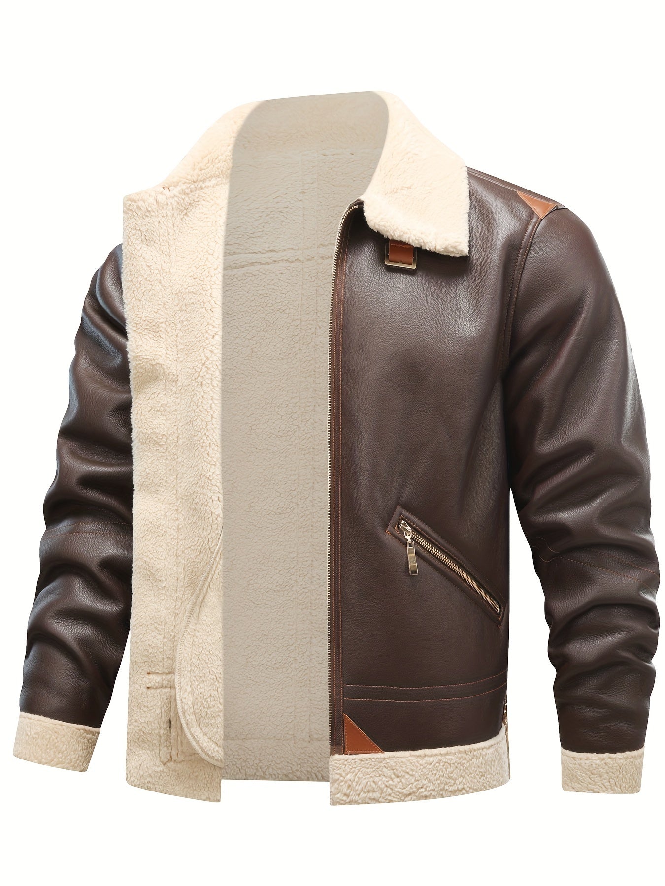 Men's Faux Leather Shearling-Style Jacket