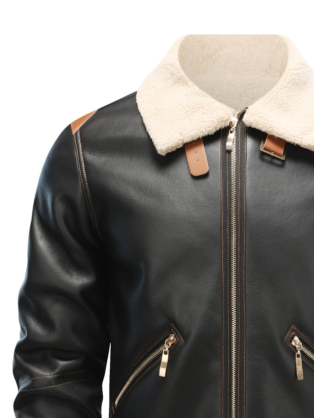 Men's Faux Leather Shearling-Style Jacket