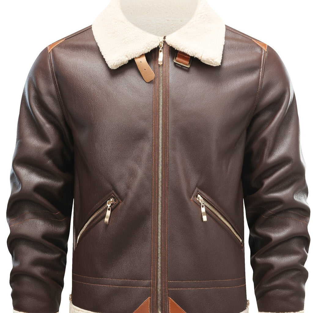 Men's Faux Leather Shearling-Style Jacket