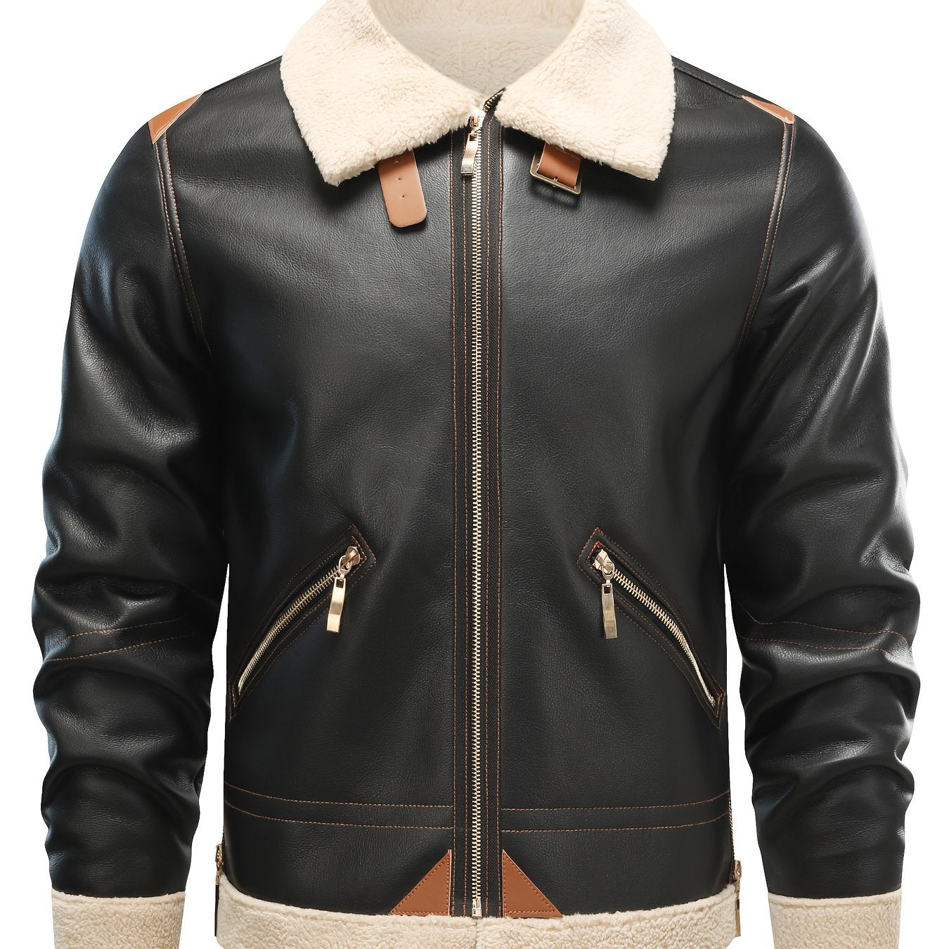 Men's Faux Leather Shearling-Style Jacket