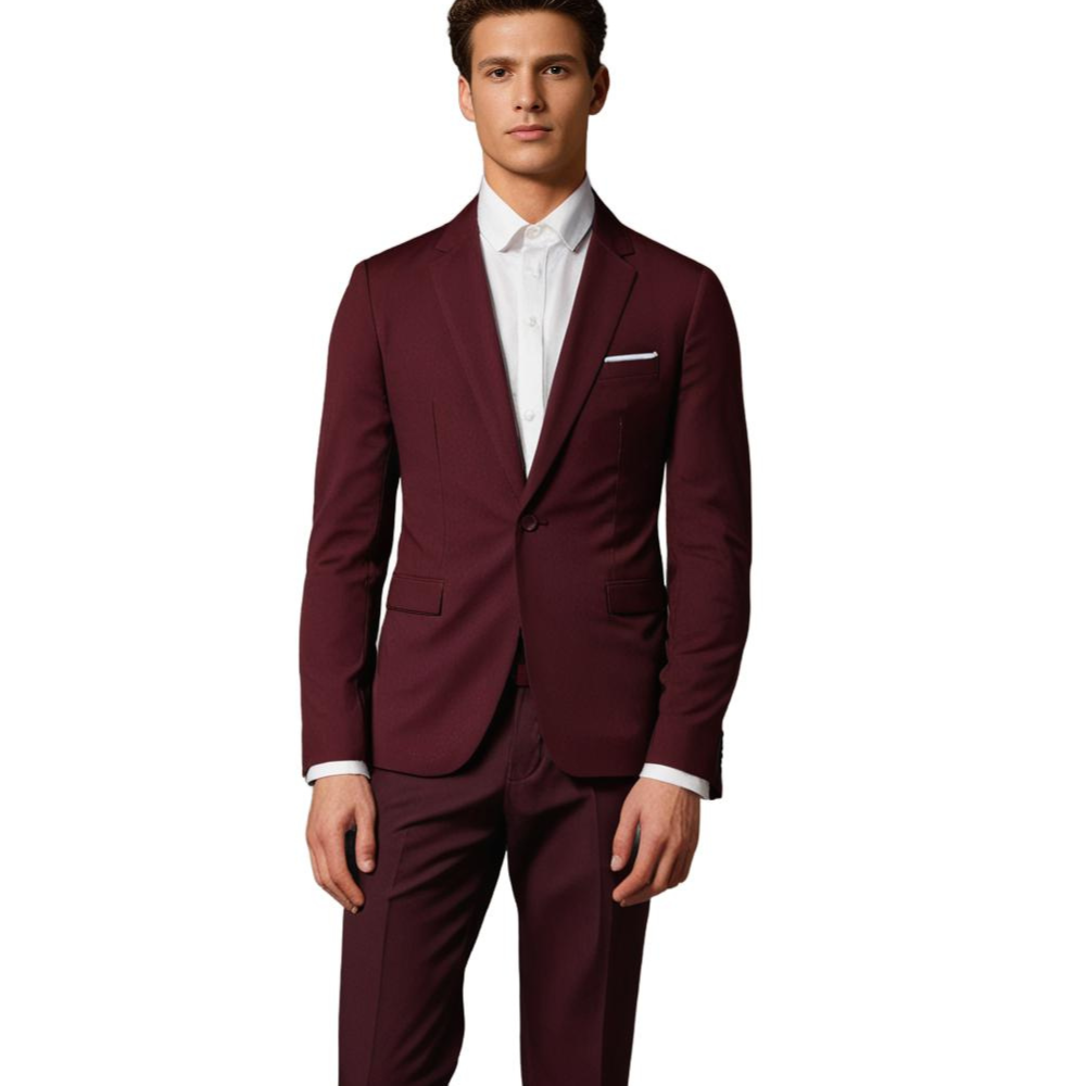 Men's Slim-Fit Two-Piece Suit in Red